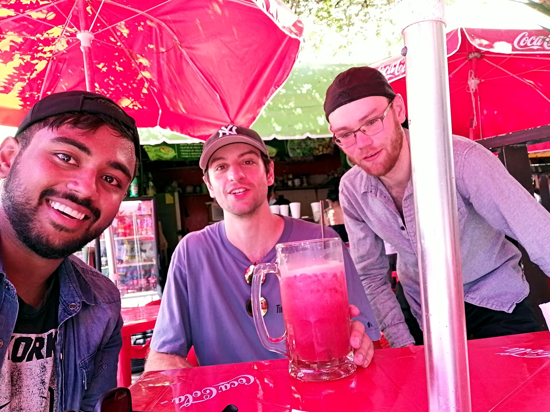 Pink drinks under the umbrella